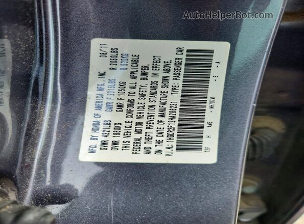 1HGCR2F12HA286231 2017 HONDA ACCORD Gray ძრავის განყოფილების ხედი