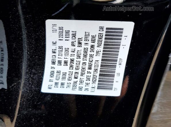 1HGCR2F13HA125774 2017 HONDA ACCORD Black VIN կոդի պիտակի տեսք