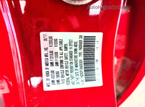 1HGCR2F13HA260804 2017 HONDA ACCORD Red Widok komory silnika