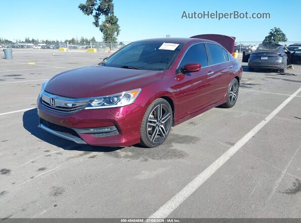 1HGCR2F16HA151494 2017 HONDA ACCORD Burgundy Передня ліва чверть