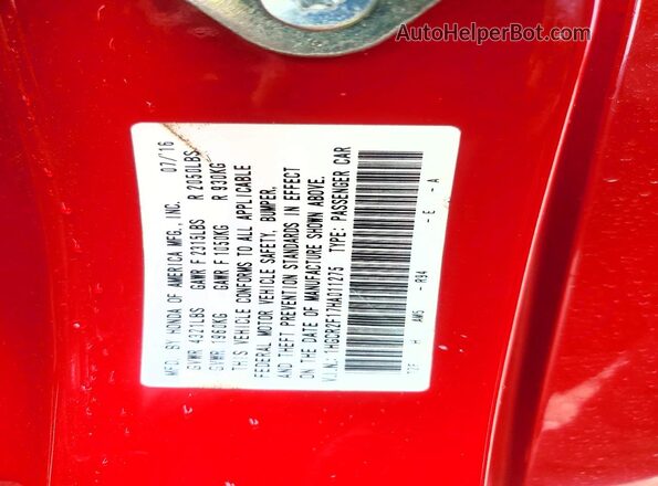 1HGCR2F17HA011275 2017 HONDA ACCORD Red Widok komory silnika