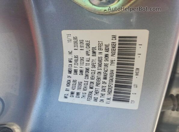 1HGCR2F31GA046944 2016 HONDA ACCORD Silver Widok komory silnika