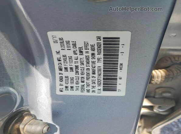 1HGCR2F31HA236874 2017 HONDA ACCORD Silver Engine compartment view