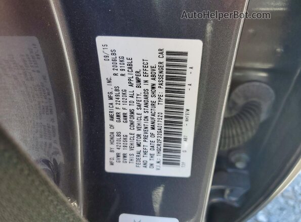 1HGCR2F32GA017520 2016 HONDA ACCORD Gray ძრავის განყოფილების ხედი