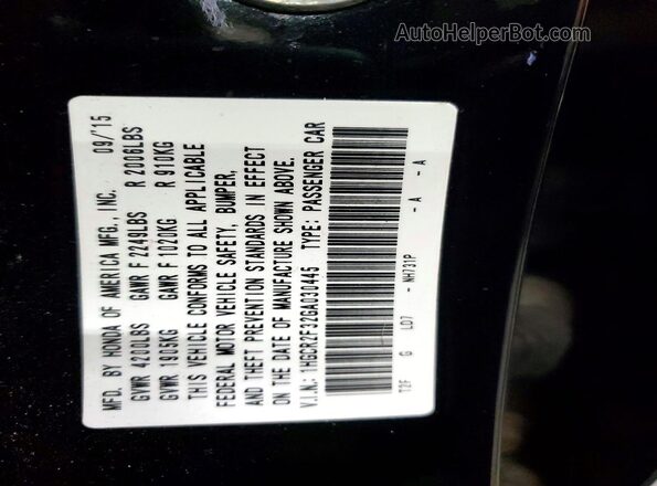 1HGCR2F32GA030445 2016 HONDA ACCORD Black Widok komory silnika