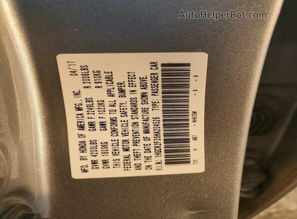 1HGCR2F35HA204526 2017 HONDA ACCORD Silver Вид підкапотного простору