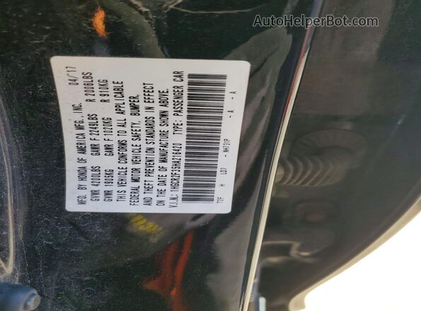 1HGCR2F35HA216420 2017 HONDA ACCORD Black Вид задньої частини салону