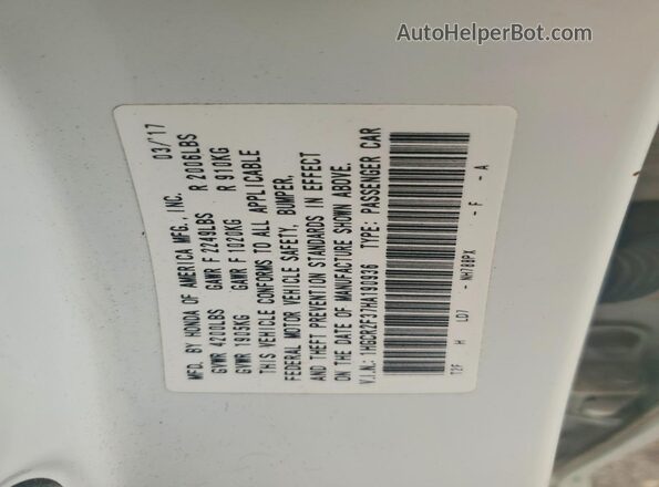 1HGCR2F37HA190936 2017 HONDA ACCORD White ძრავის განყოფილების ხედი
