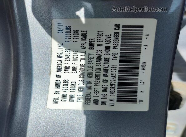 1HGCR2F37HA213731 2017 HONDA ACCORD Silver Вид підкапотного простору