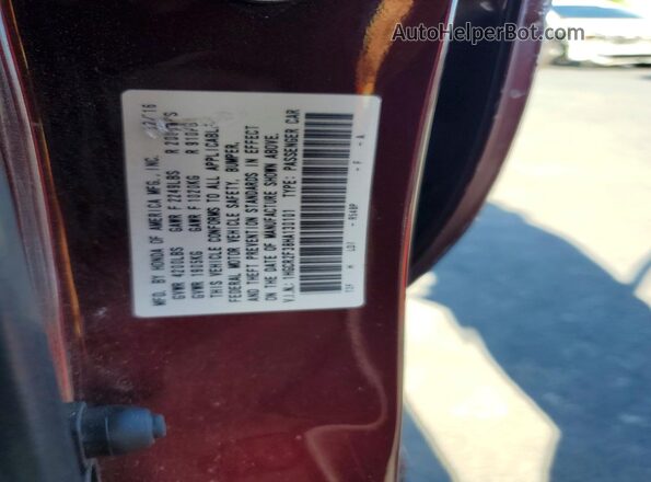 1HGCR2F38HA130101 2017 HONDA ACCORD Burgundy Vista del compartimento del motor