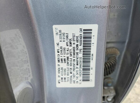 1HGCR2F38HA258130 2017 HONDA ACCORD Silver Vista del compartimento del motor