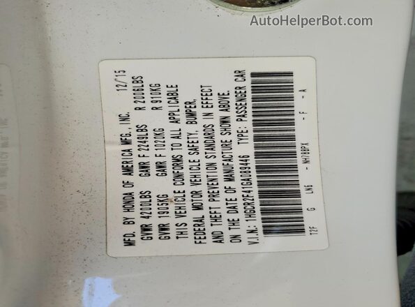 1HGCR2F41GA089446 2016 HONDA ACCORD White Engine compartment view