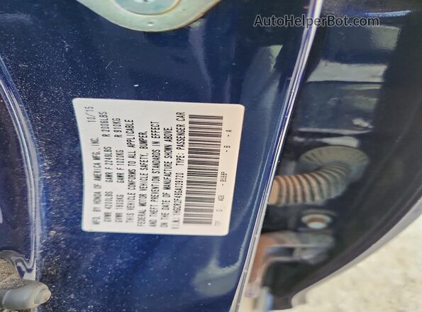 1HGCR2F49GA039720 2016 HONDA ACCORD Blue Շարժիչի բաժամունքի տեսք