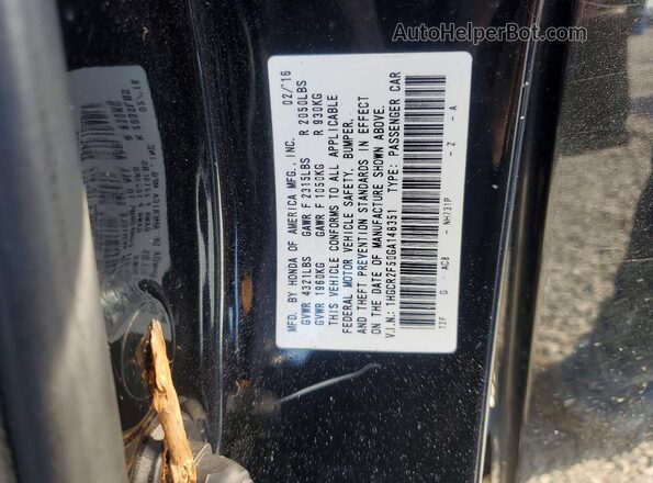 1HGCR2F50GA148351 2016 HONDA ACCORD Черный Вид наклейки с VIN-кодом