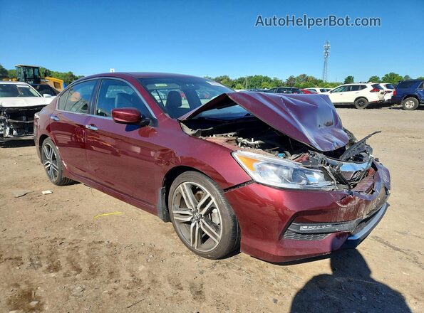 1HGCR2F50HA192934 2017 HONDA ACCORD Burgundy წინა მარჯვენა
