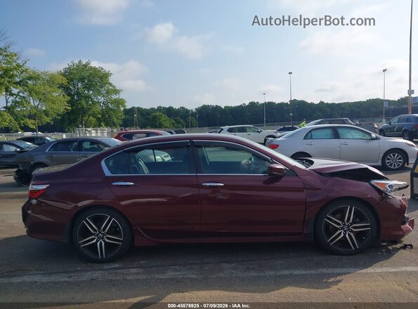1HGCR2F52GA080215 2016 HONDA ACCORD Maroon უკანა სალონის ხედი