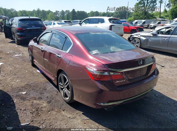 1HGCR2F52GA227021 2016 HONDA ACCORD Maroon Trasero izquierdo