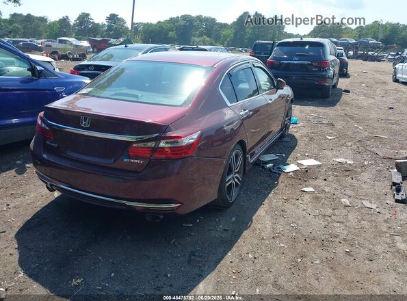 1HGCR2F52GA227021 2016 HONDA ACCORD Maroon Trasero derecho