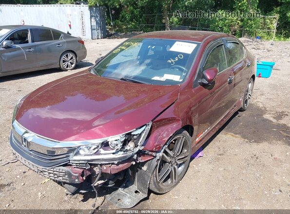 1HGCR2F52GA227021 2016 HONDA ACCORD Maroon Vista frontal