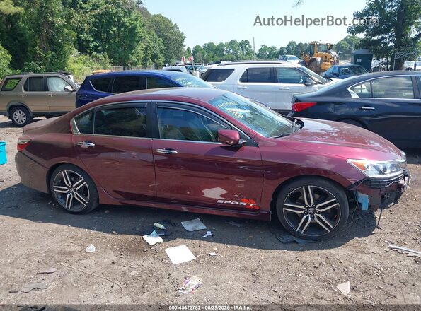 1HGCR2F52GA227021 2016 HONDA ACCORD Maroon Vista interior trasera