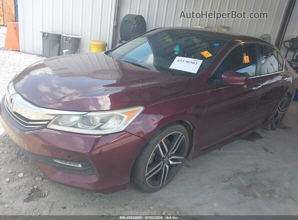 1HGCR2F53GA022968 2016 HONDA ACCORD Maroon Առջևի ձախ երեք քառորդ տեսարան