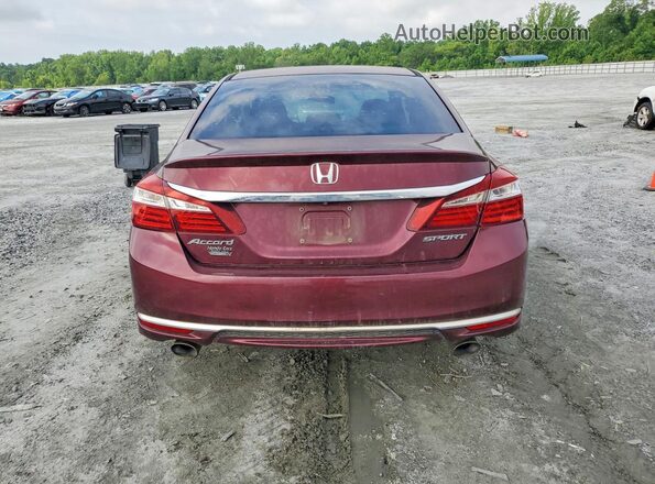 1HGCR2F53GA148103 2016 HONDA ACCORD Burgundy Rear view