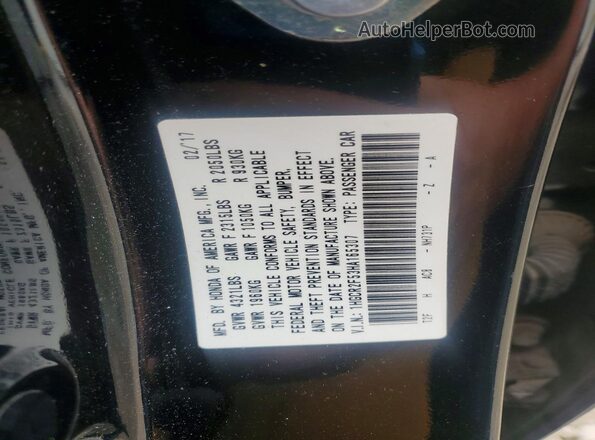 1HGCR2F53HA165307 2017 HONDA ACCORD Black Widok naklejki z numerem VIN