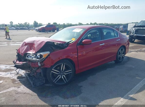 1HGCR2F54GA027077 2016 HONDA ACCORD Red წინა მარცხენა ხედი სამი მეოთხედიდან