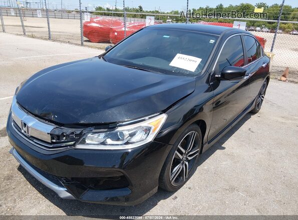 1HGCR2F54GA229028 2016 HONDA ACCORD Black წინა მარცხენა ხედი სამი მეოთხედიდან