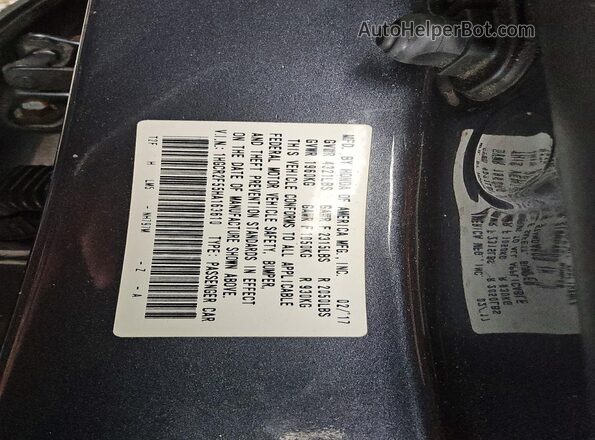 1HGCR2F55HA163610 2017 HONDA ACCORD Gray Engine compartment view