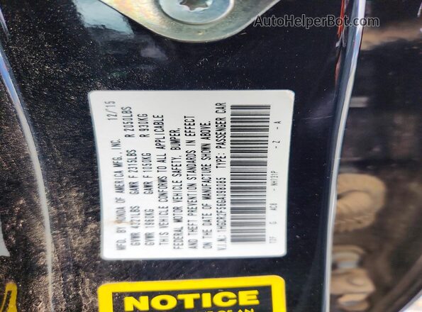 1HGCR2F56GA098085 2016 HONDA ACCORD Black Вид наклейки з VIN-кодом