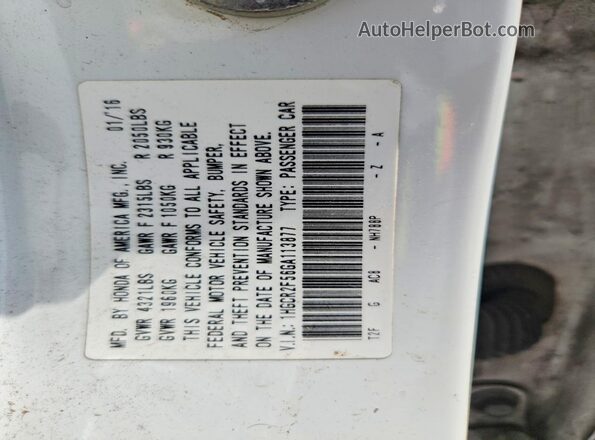 1HGCR2F56GA113877 2016 HONDA ACCORD White VIN sticker view