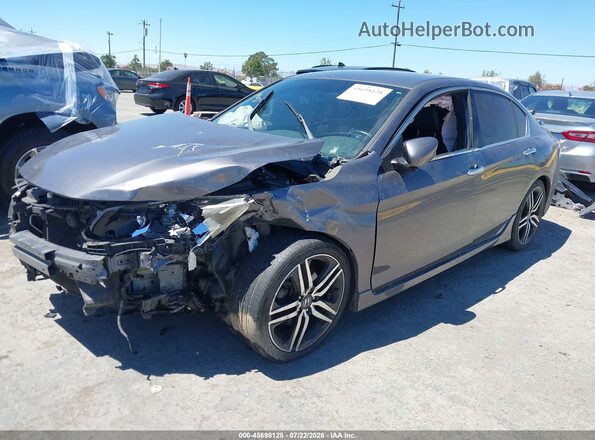 1HGCR2F56HA274909 2017 HONDA ACCORD Gray წინა მარცხენა ხედი სამი მეოთხედიდან