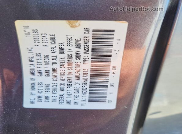 1HGCR2F58HA073612 2017 HONDA ACCORD Gray Engine compartment view