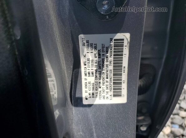 1HGCR2F58HA271509 2017 HONDA ACCORD Silver Engine compartment view