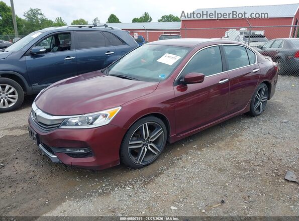 1HGCR2F59GA026992 2016 HONDA ACCORD Maroon Vista tres cuartos delantera izquierda