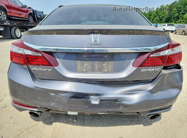 1HGCR2F65GA198395 2016 HONDA ACCORD Gray Rear view