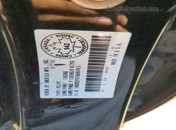 1HGCR2F67GA804537 2016 HONDA ACCORD Black Vista de la etiqueta del VIN
