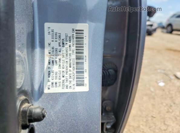 1HGCR2F76GA185230 2016 HONDA ACCORD Silver Vista del compartimento del motor