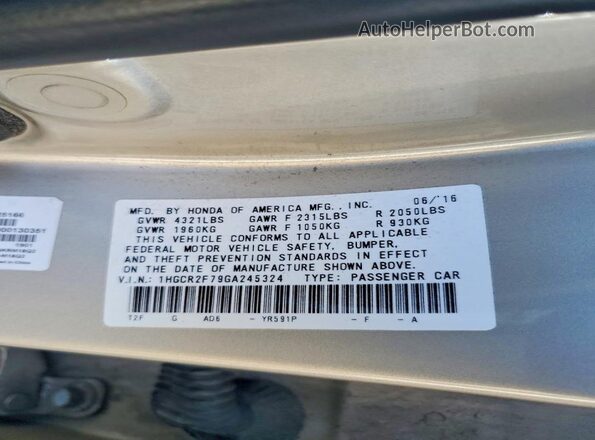 1HGCR2F79GA245324 2016 HONDA ACCORD Tan Вид підкапотного простору