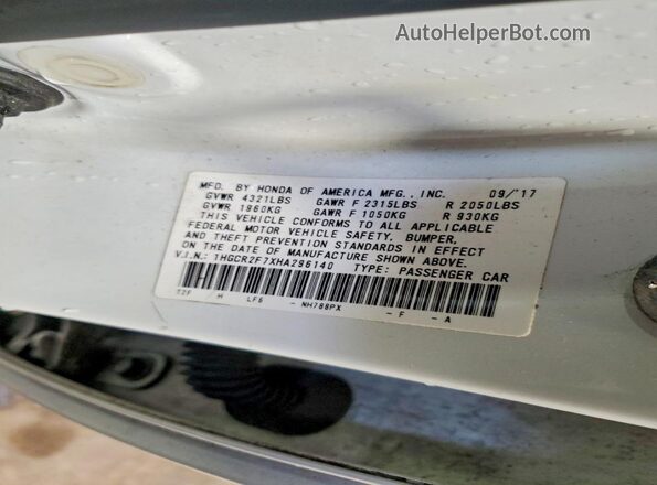 1HGCR2F7XHA296140 2017 HONDA ACCORD White Engine compartment view