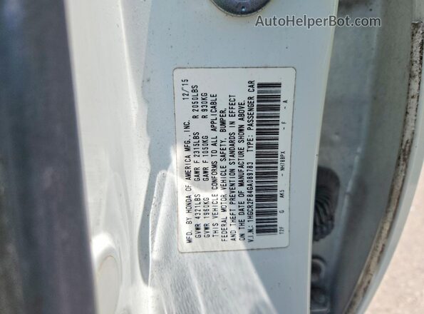 1HGCR2F84GA089783 2016 HONDA ACCORD White Vista de la etiqueta del VIN
