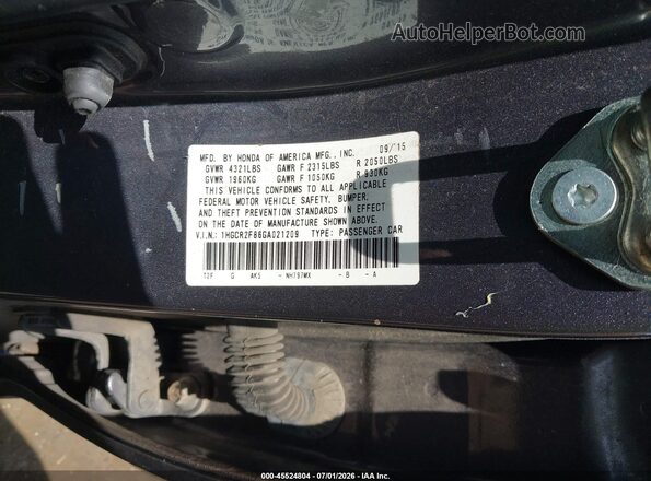 1HGCR2F86GA021209 2016 HONDA ACCORD Beige Շարժիչի բաժամունքի տեսք