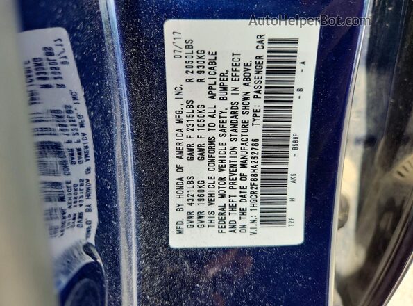 1HGCR2F88HA262786 2017 HONDA ACCORD Blue Engine compartment view