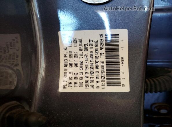 1HGCR2F92GA069587 2016 HONDA ACCORD Gray Вид підкапотного простору