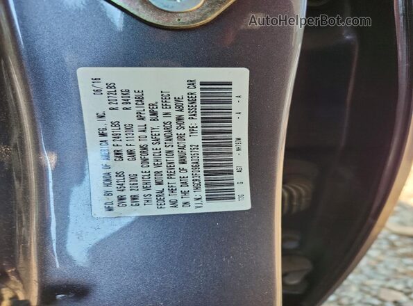 1HGCR3F09GA035752 2016 HONDA ACCORD Gray Widok komory silnika