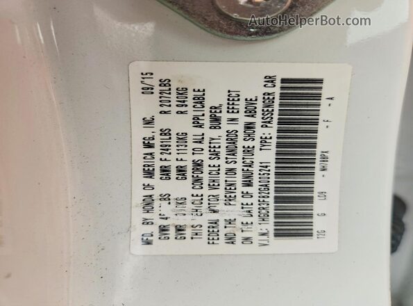1HGCR3F82GA005241 2016 HONDA ACCORD White Շարժիչի բաժամունքի տեսք