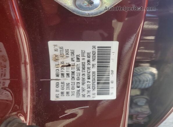 1HGCR3F82GA028289 2016 HONDA ACCORD Maroon Widok komory silnika
