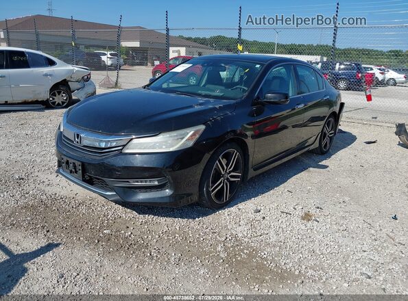 1HGCR3F95GA027923 2016 HONDA ACCORD Black წინა მარცხენა ხედი სამი მეოთხედიდან