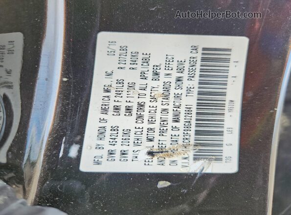 1HGCR3F98GA028841 2016 HONDA ACCORD Brown Vista del compartimento del motor